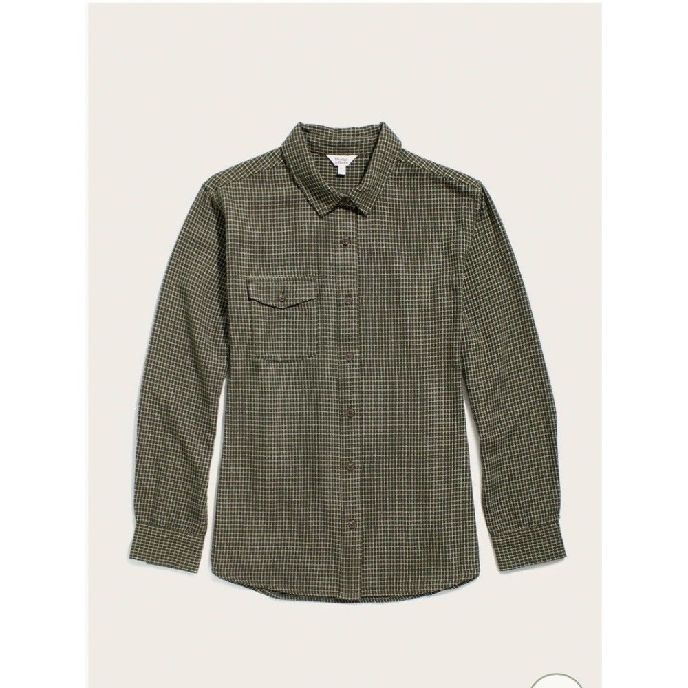 Bridge & burn womens Bird shirt organic cotton button windowpane check XS gorp